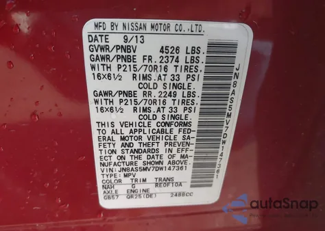 2013 Nissan Rogue S z USA, uszkodzony, nr VIN JN8AS5MV7DW147361